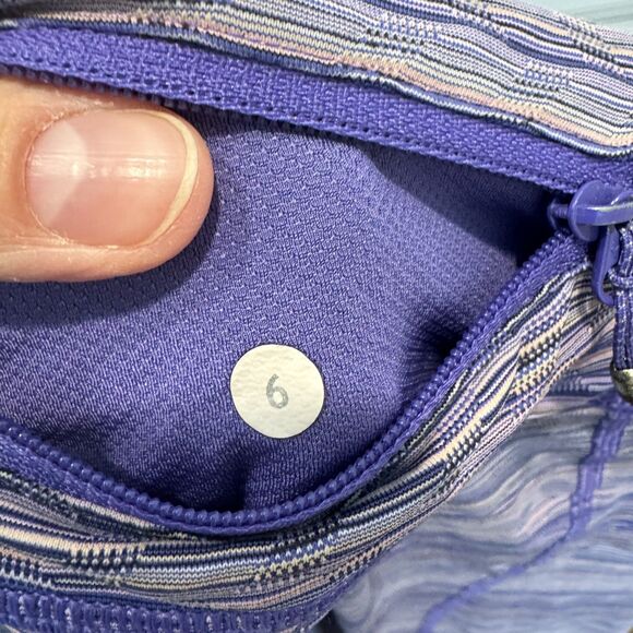 Lululemon Leggings Run Inspire Crop II Luxtreme Purple Stripe Yoga Women sz 6 - Picture 5 of 10